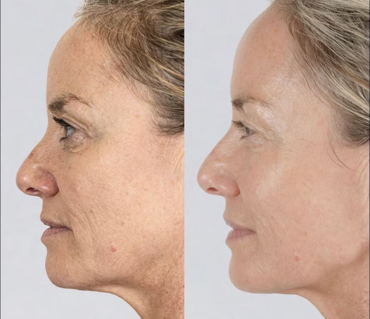 Rejuvenecimiento facial — perfil, mismo caso